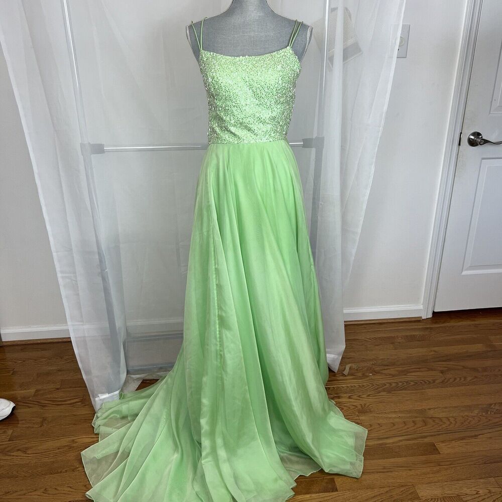 Sherri Hill Beaded backless formal prom dress chiffon pageant size 6 princess